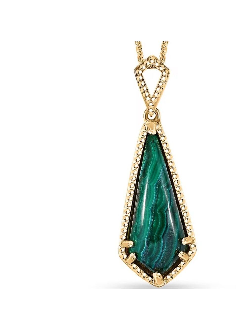 African Malachite Kite Pendant Necklace 18K Vermeil over Sterling Silver – 20”